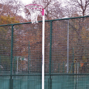 NB3P Netball Posts - Pink Ring / White Post Socketed